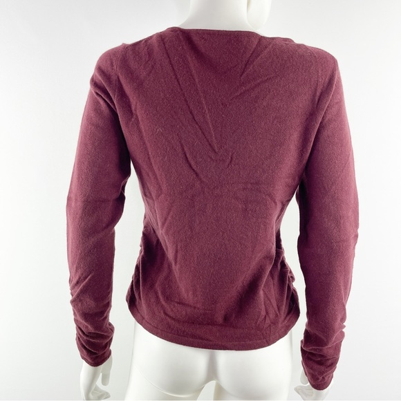Classiques Entier Maroon Dark Red 100% Cashmere V-Neck Sweater Size MP - Picture 5 of 10